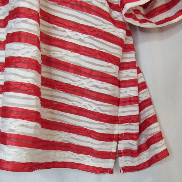 Vintage Cathy Daniels Women's Red Stripe Roll-Tab Blouses Shirts Size XL - Picture 5 of 8